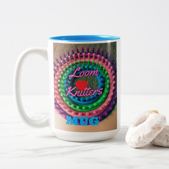 Caneca De Café Em Dois Tons Botões de Loom (Com Donut)