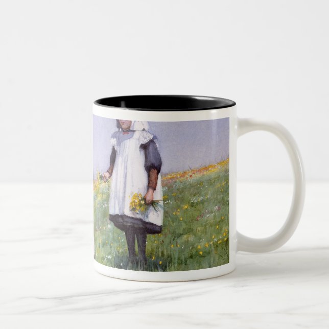 Caneca De Café Em Dois Tons Botões de ouro e margaridas (Direita)