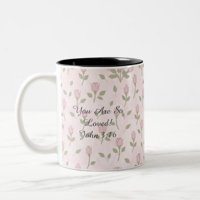 Caneca De Café Em Dois Tons Botões de Rosa Rosa (Esquerda)