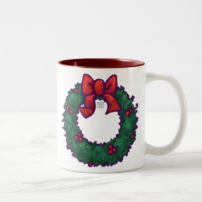 Caneca De Café Em Dois Tons Boughs de Holly (Direita)