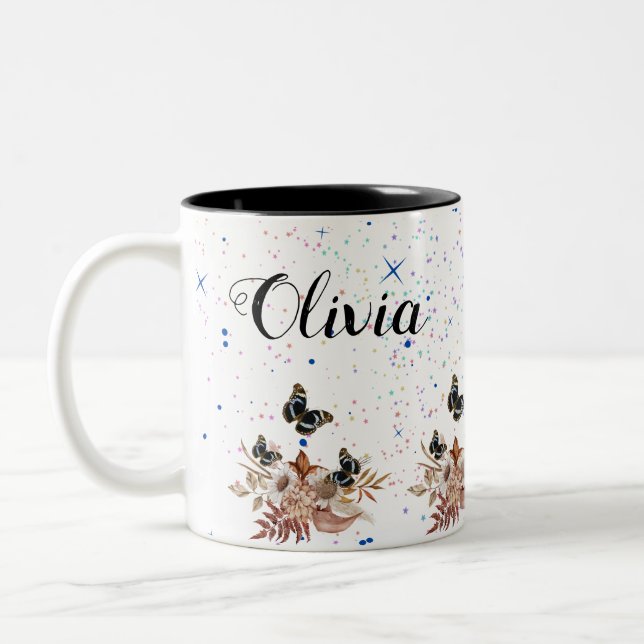 Caneca De Café Em Dois Tons Bouquet floral blooming garden (Esquerda)