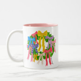 Caneca De Café Em Dois Tons Bow Merry And Bright Christmas 