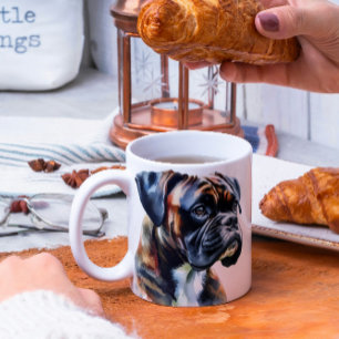 Caneca De Café Em Dois Tons Boxer de Brindle na Aquarela