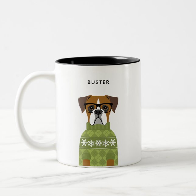 Caneca De Café Em Dois Tons Boxer Dog Mugs (Esquerda)