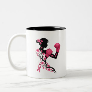 Caneca De Café Em Dois Tons Boxin Girl Breast Awarness Cancer