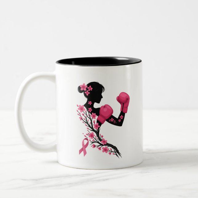 Caneca De Café Em Dois Tons Boxin Girl Breast Awarness Cancer (Esquerda)