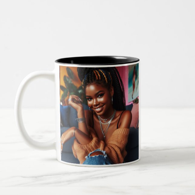 Caneca De Café Em Dois Tons "Braids & Bliss" Mug (Esquerda)