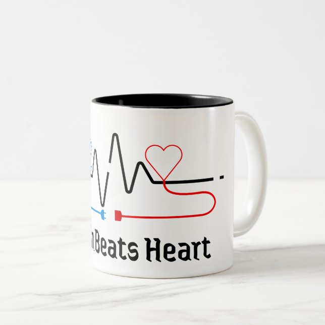 Caneca De Café Em Dois Tons Brain vs Heart Minimalist Mug  (Frente Esquerda)