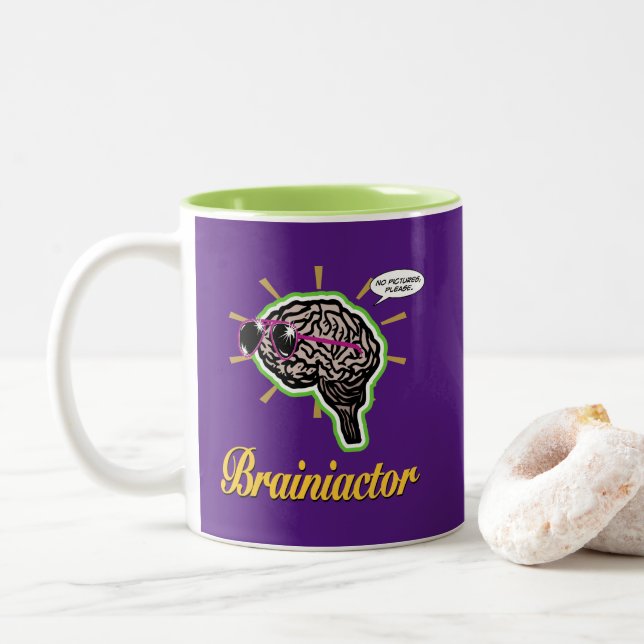 Caneca De Café Em Dois Tons Brainiator Purple BG (Com Donut)
