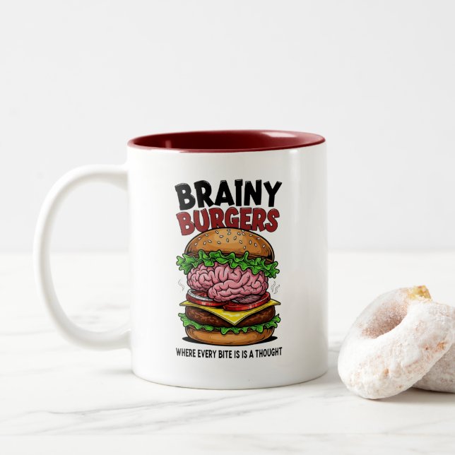Caneca De Café Em Dois Tons Brainy Burgers Coffee Mug (Com Donut)