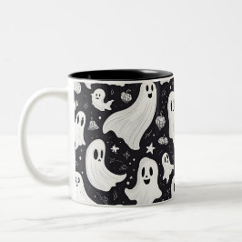 Caneca De Café Em Dois Tons Branca Branca do Fantasma Fantasma Negro