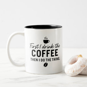 Caneca De Café Em Dois Tons Branca Preta-Café com Tipografia Negra Branca