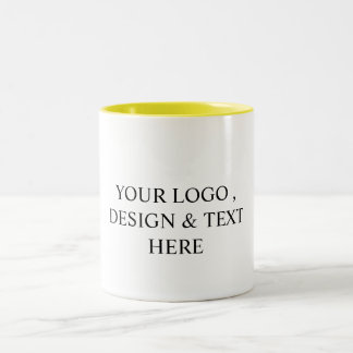 Caneca De Café Em Dois Tons Branco Personalizado – Seu Logotipo e Texto Aqui