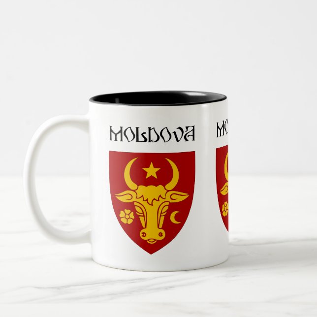 Caneca De Café Em Dois Tons Brasão de armas da Moldávia (Esquerda)