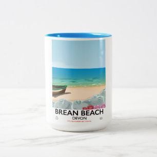 Caneca De Café Em Dois Tons Brean Beach Devon viagens vintage