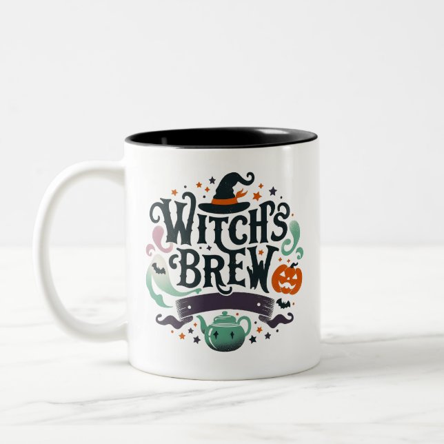 Caneca De Café Em Dois Tons Brew da bruxa- Halloween (Esquerda)