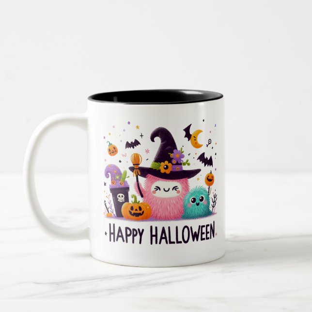 Caneca De Café Em Dois Tons Brew da bruxa- Halloween (Esquerda)