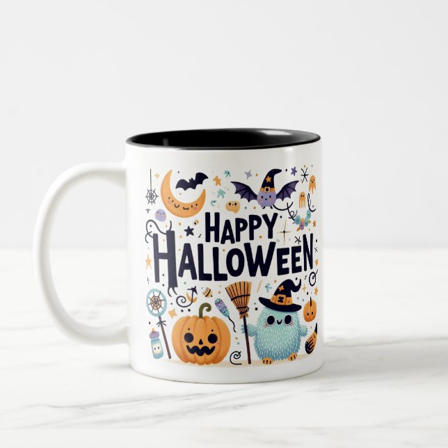 Caneca De Café Em Dois Tons Brew da bruxa- Halloween (Esquerda)