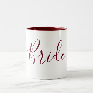Caneca De Café Em Dois Tons Bride Burgundy e White Cursive