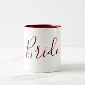 Caneca De Café Em Dois Tons Bride Burgundy e White Cursive