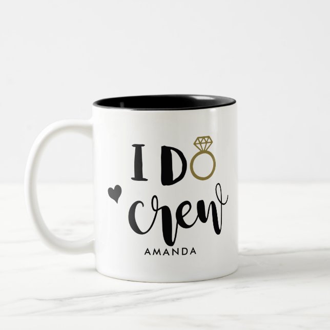 Caneca De Café Em Dois Tons Bridesmaid I Do Crew Black and White (Esquerda)
