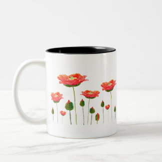 Caneca De Café Em Dois Tons bright red poppies