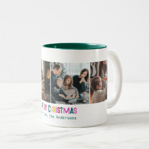 Caneca De Café Em Dois Tons Brilhante e alegre Feliz Natal 4 Pine Verde