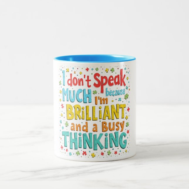 Caneca De Café Em Dois Tons Brilhante e Ocupado Pensando (Centro)