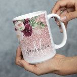 Caneca De Café Em Dois Tons Brilhante Rosa Moderno e Estilhaço de Flor com Nom<br><div class="desc">Brilhante Rosa Moderno e Estilhaço de Flor com Nome</div>