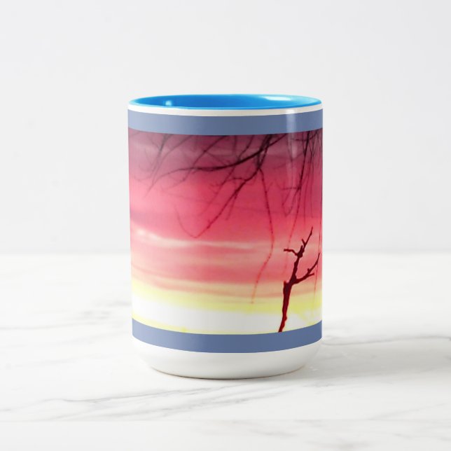Caneca De Café Em Dois Tons Brilhante Winter Sunrise (Centro)