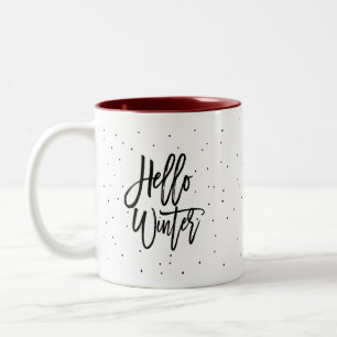 Caneca De Café Em Dois Tons Brincadeira Moderna Olá, Noite de Roz Inverno Mí