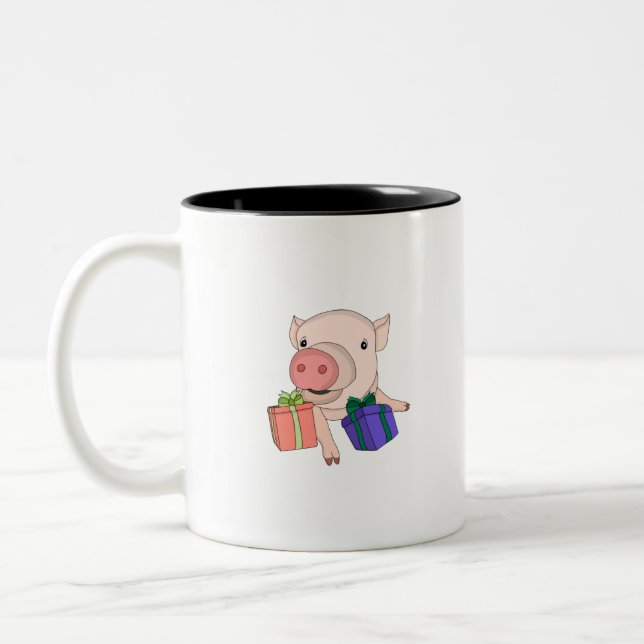 Caneca De Café Em Dois Tons Brincando com Caixas de Presente (Esquerda)
