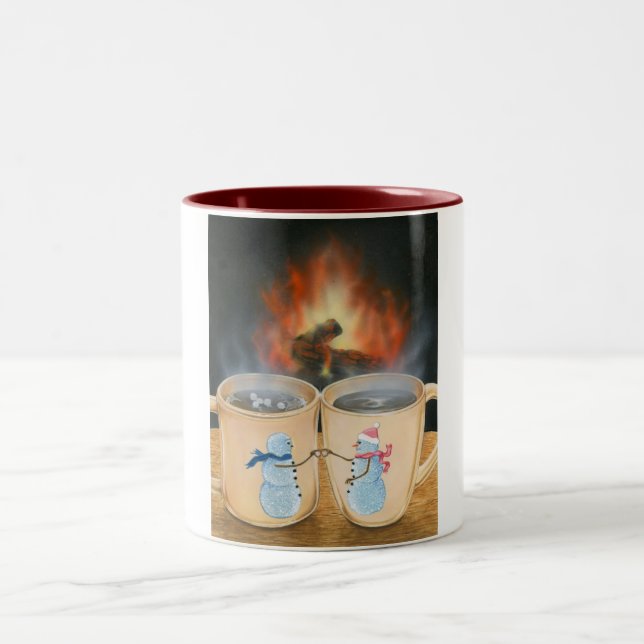 Caneca De Café Em Dois Tons Brinde do boneco de neve (Centro)