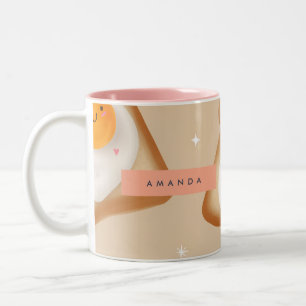 Caneca De Café Em Dois Tons Brinde Smiley Personalizada e Padrão de Ovos