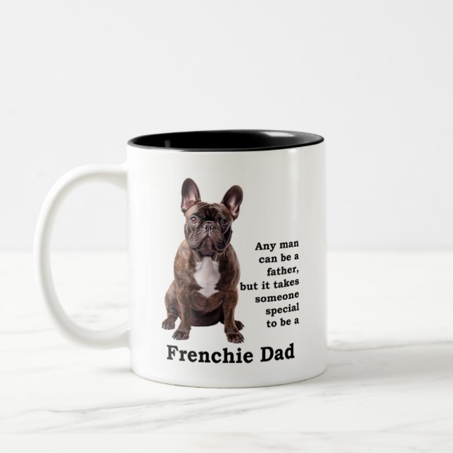 Caneca De Café Em Dois Tons Brindle French Bulldog Pai (Esquerda)