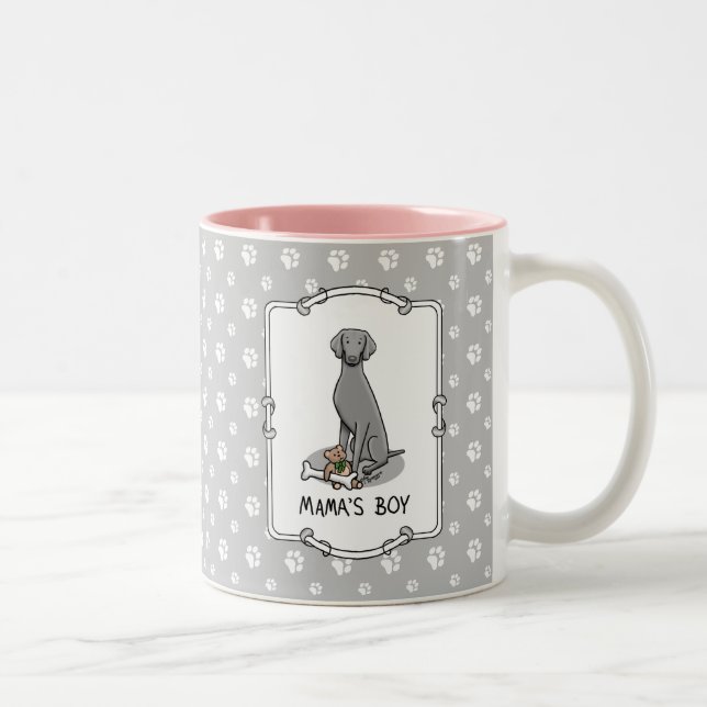 Caneca De Café Em Dois Tons Brinquedos da mamãe Weimaraner (cinza 1) (Direita)