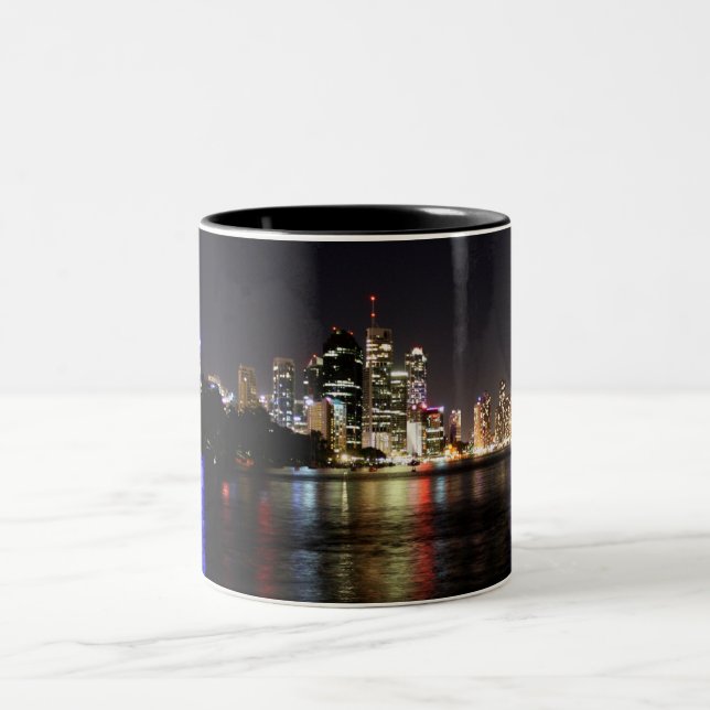 Caneca De Café Em Dois Tons Brisbane na noite (Centro)