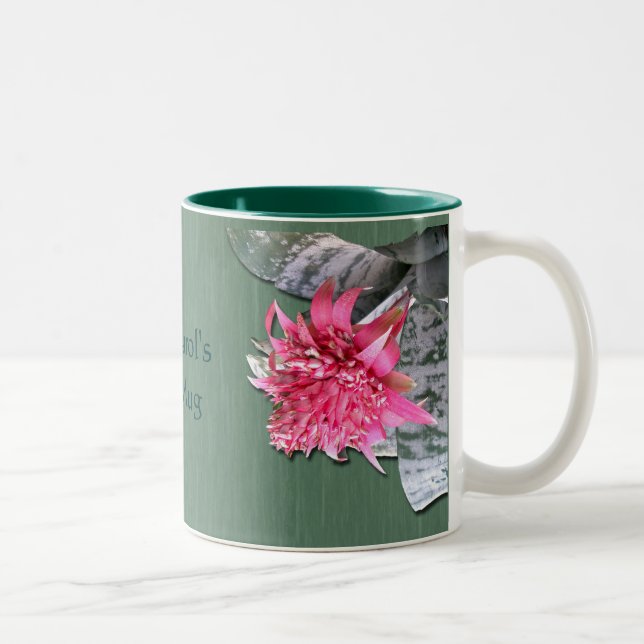 Caneca De Café Em Dois Tons Bromélia Flores Rosa (Direita)