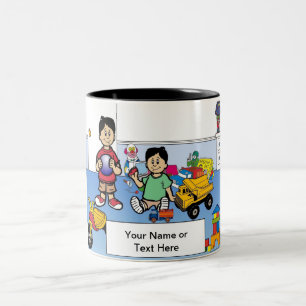 Caneca De Café Em Dois Tons Brothers Cartoon por PrintedPerfection.com