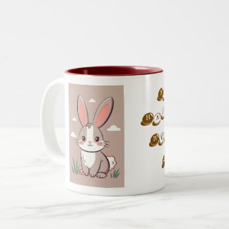 Caneca De Café Em Dois Tons Brown and White Easter Bunny Image