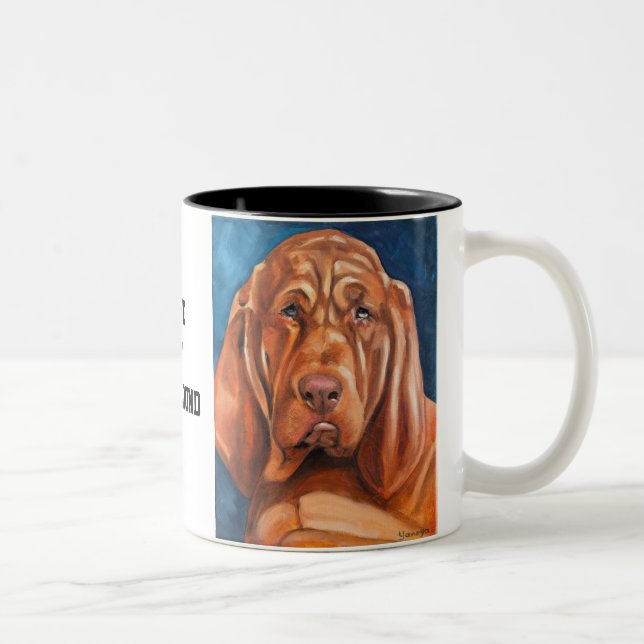 Caneca De Café Em Dois Tons Brown Bloodhound oil painting mug  (Direita)