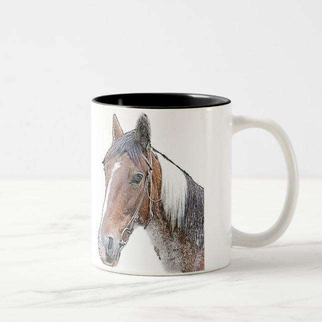 Caneca De Café Em Dois Tons Brown e cavalo branco (Direita)