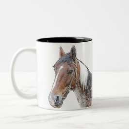 Caneca De Café Em Dois Tons Brown e cavalo branco