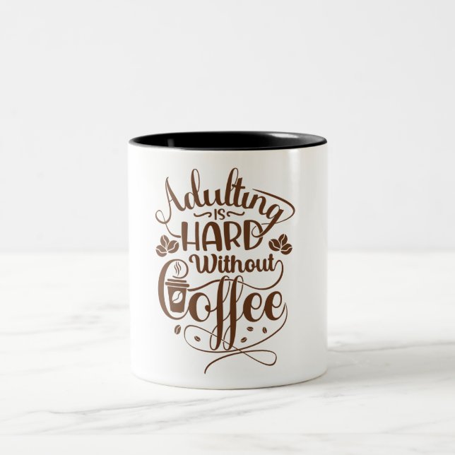 Caneca De Café Em Dois Tons Brown Modern Coffee Mug (Centro)
