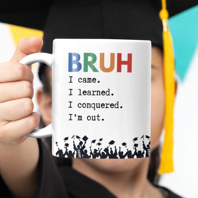 Caneca De Café Em Dois Tons Bruh Funny Graduation Gift Personalizado (Criador carregado)