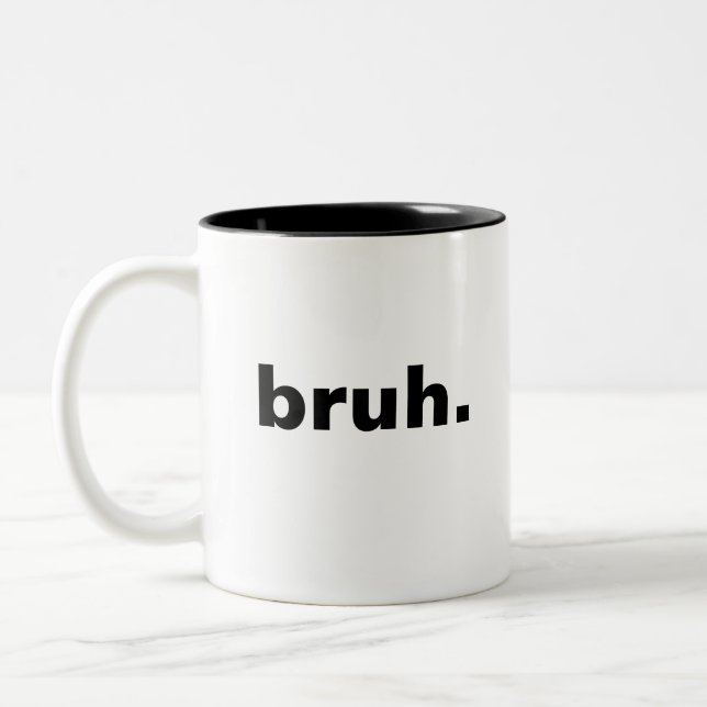 Caneca De Café Em Dois Tons bruh uma palavra minimalismo design (Esquerda)