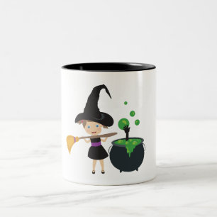 Caneca De Café Em Dois Tons Bruxa Bonita do Halloween