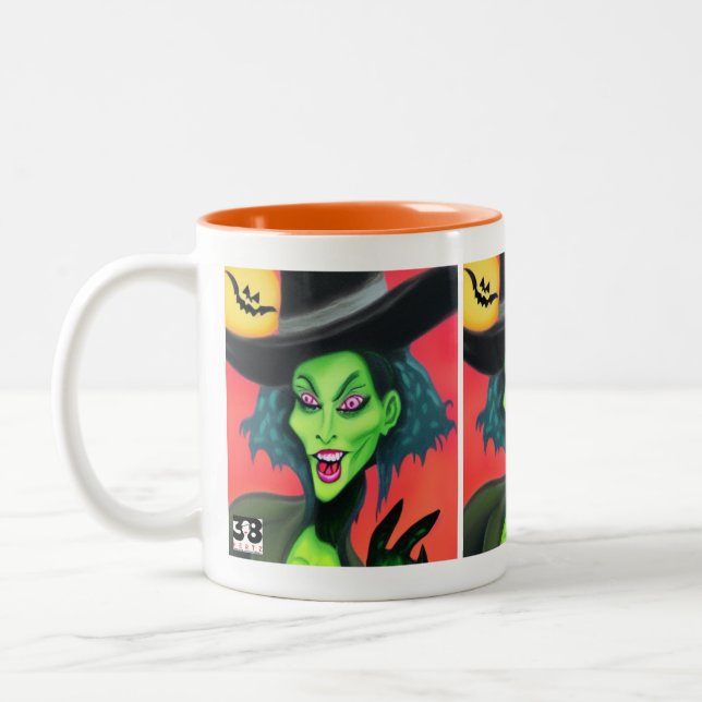 Caneca De Café Em Dois Tons Bruxa Branca de Halloween (Esquerda)