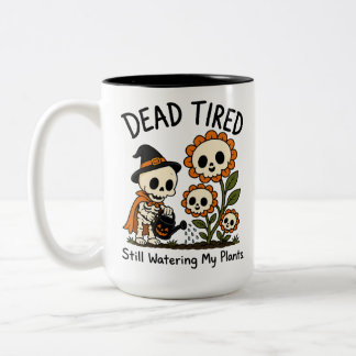 Caneca De Café Em Dois Tons Bruxa Esqueleto Regando Minhas Plantas Morta de Ca