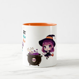 Caneca De Café Em Dois Tons Bruxa/Halloween/Queda/Outono
